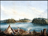 Camp autochtone sur le site du Mus&eacute;e canadien des civilisations, 1833